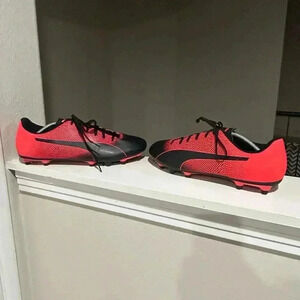 Puma Spirit II FG 105521-02 Black & Red Football Cleats Men Size 13